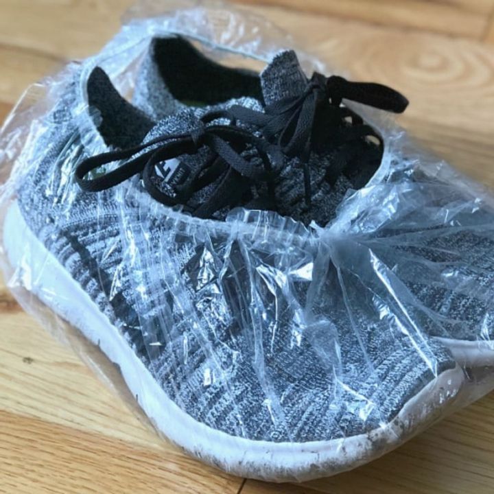 Put Shoes in Shower Caps
